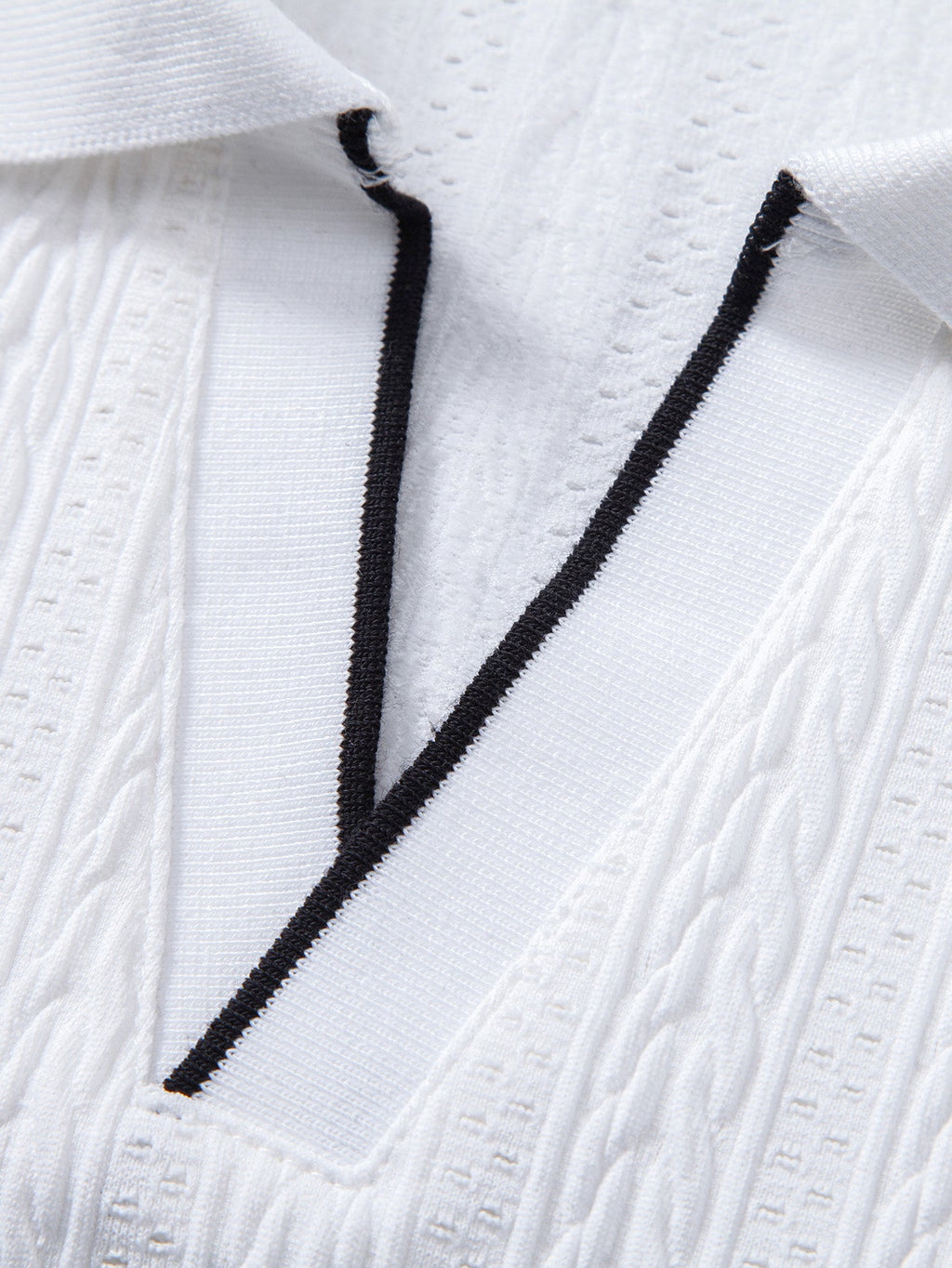 Geometric Jacquard Johnny Collar Polo