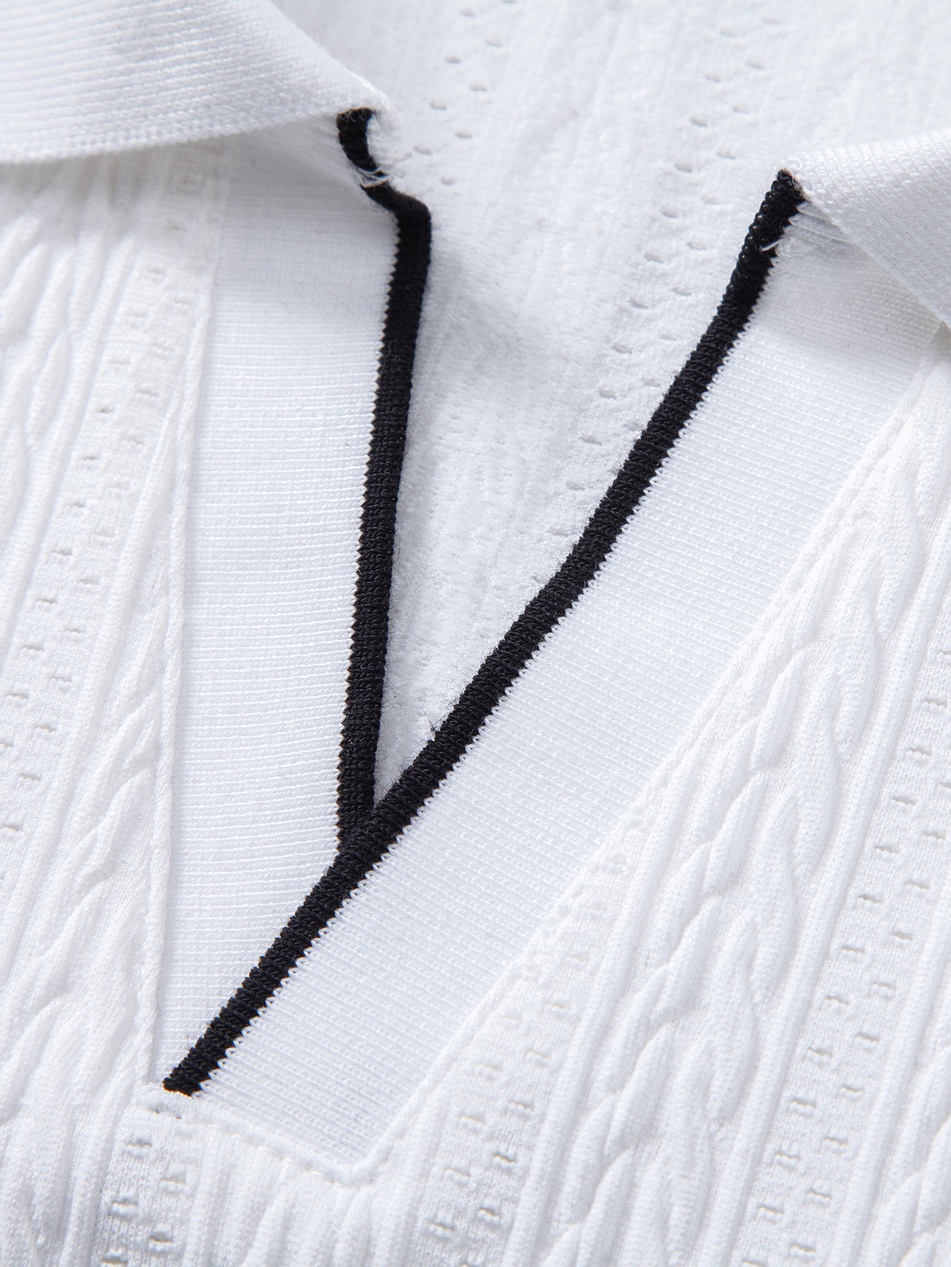 Geometric Jacquard Johnny Collar Polo