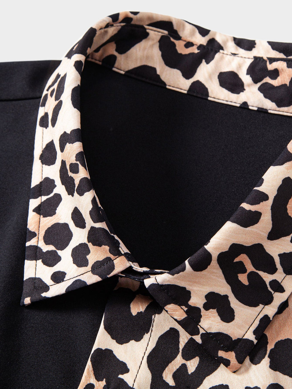 Leopard Print Patchwork Button Up Shirt