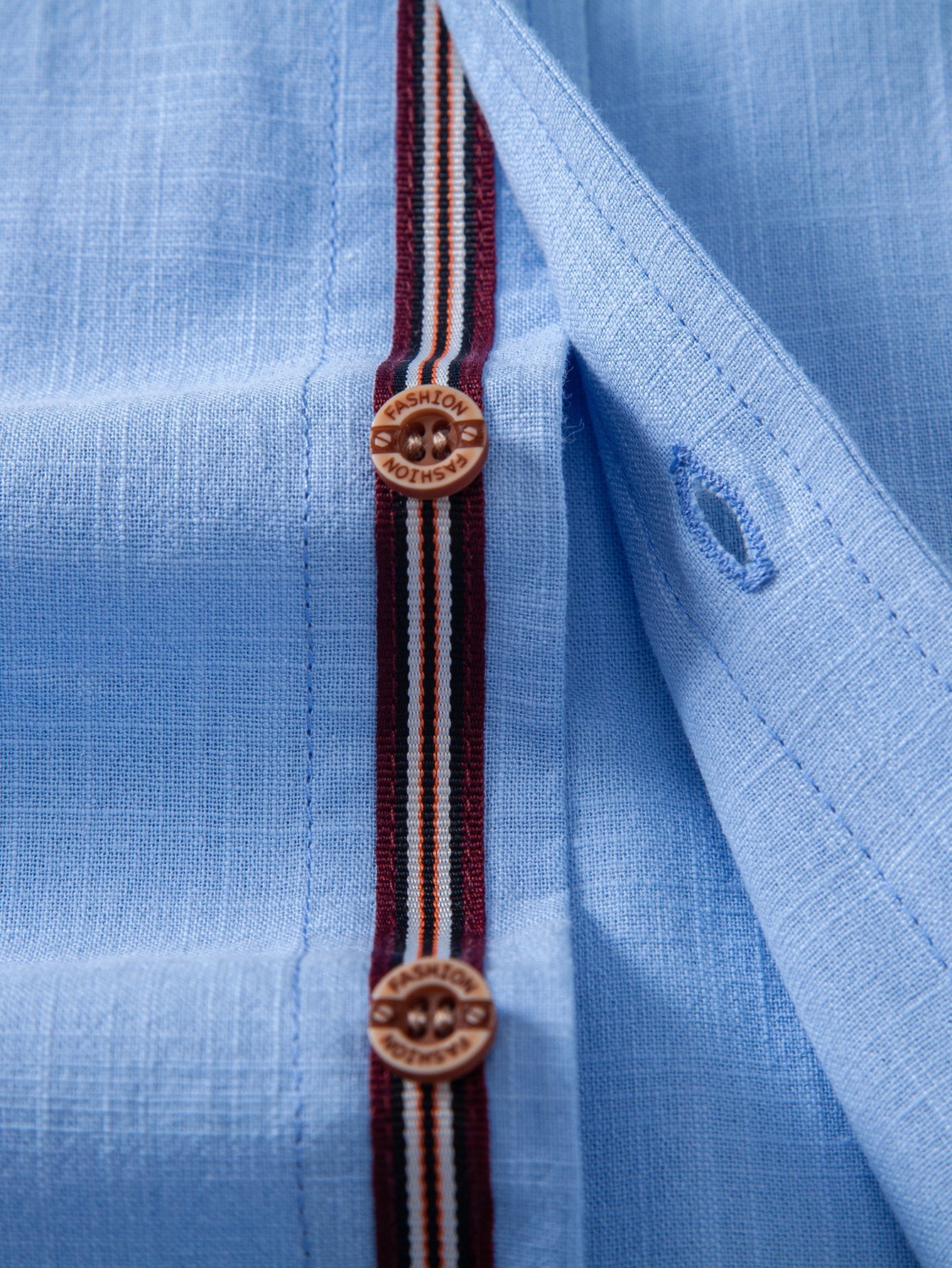 Short Sleeve Linen Look Button Up Shirt & Straight Leg Linen Pants