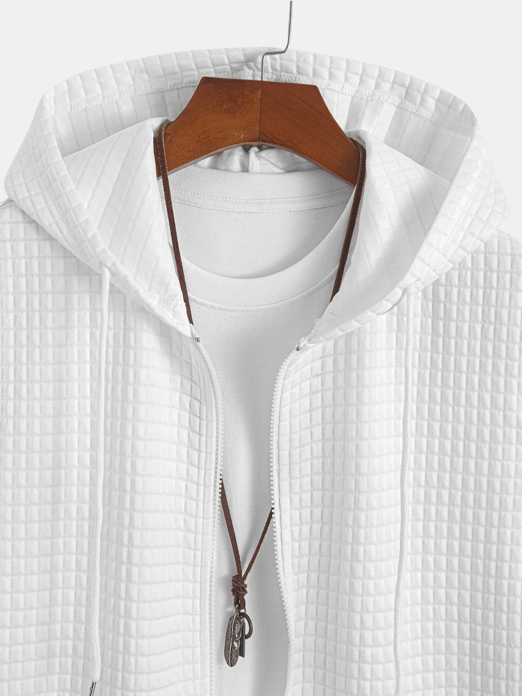Sleeveless Waffle Zipper Hoodie