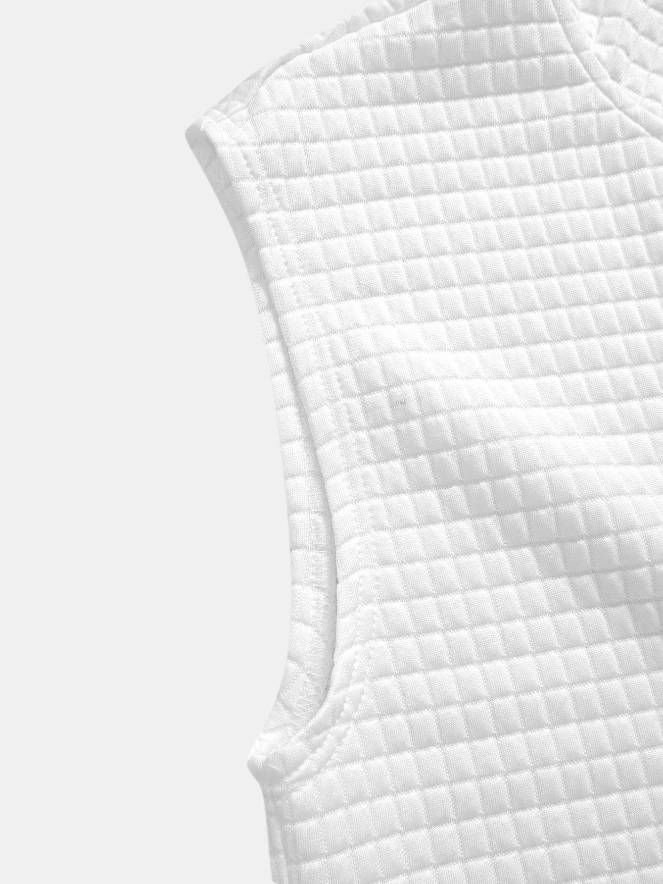Sleeveless Waffle Zipper Hoodie