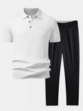 Twisted Jacquard Knit Polo & Slim Fit Tapered Trousers