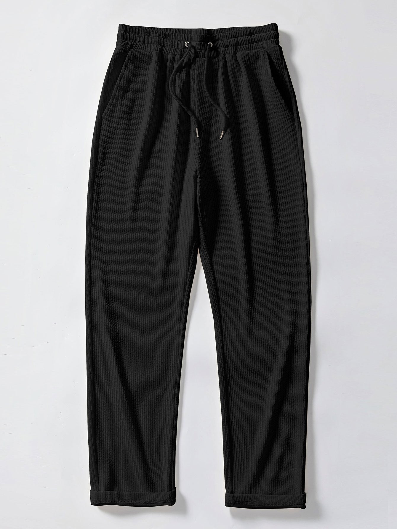 Muscle Fit Ribbed Stand Collar Shirt & Straight Leg Ribbed Pants